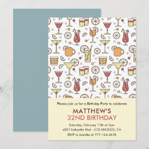 Einladungen zum 32. Geburtstag Cocktail-Muster