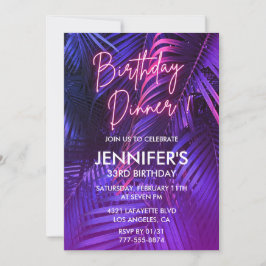 Einladungen zum 33. Geburtstag Pink Neon Tropical