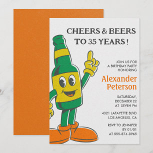 Einladungen zum 35. Geburtstag Bier Lustig Retro M