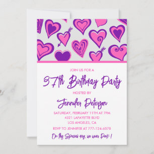 Einladungen zum 37. Geburtstag mit Pink Glam Herz 