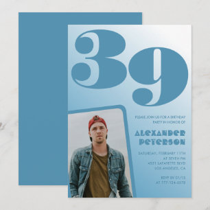 Einladungen zum 39. Geburtstag mit blauem Männerfo