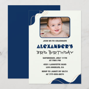 Einladungen zum 3. Geburtstag Junge Navy Einfach F