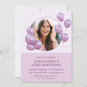 Einladungen zum 43. Geburtstag Ballons Foto Lila