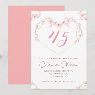 Einladungen zum 45. Geburtstag Boho Floral Elegant