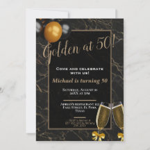 Einladungen zum 50. Geburtstag: Golden at 50, QR