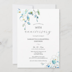Einladungen zum 50. Hochzeitstag Blauer Blumen