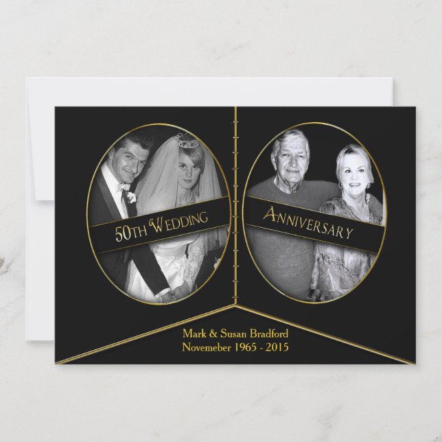 Einladungen zum 50. Hochzeitstag - Doppelrahmen (Vorderseite)