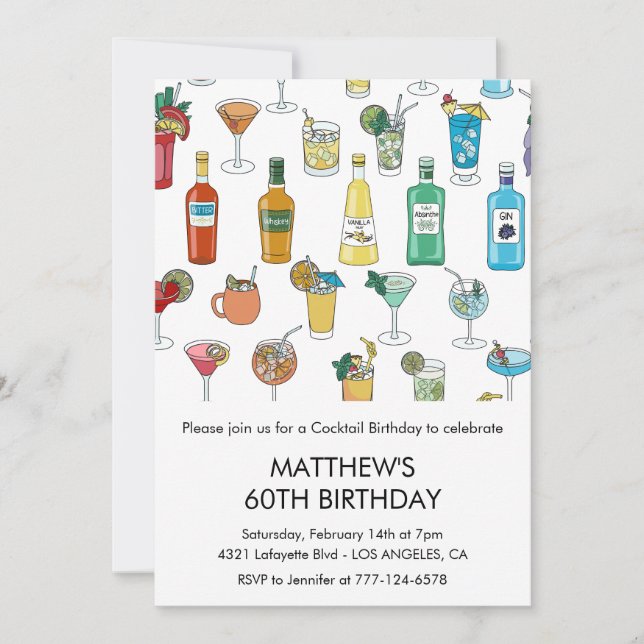 Einladungen zum 60. Geburtstag Cocktail Zeitgenöss (Vorderseite)