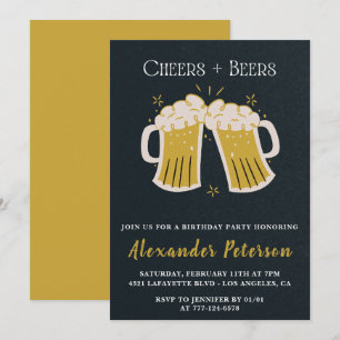 Einladungen zum 62. Geburtstag Cheers Beers Rustic