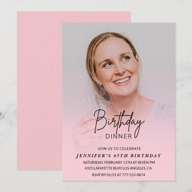 Einladungen zum 65. Geburtstag Geburtstag Abendess (Vorne/Hinten)