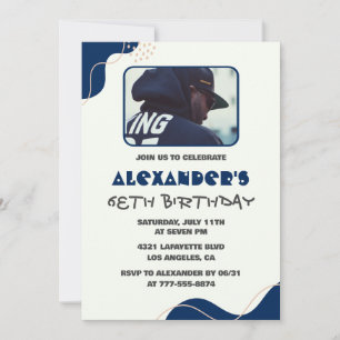Einladungen zum 68. Geburtstag Männer Navy Einfach