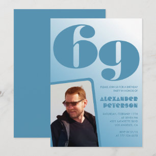 Einladungen zum 69. Geburtstag mit blauem Männerfo