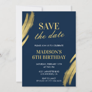 Einladungen zum 6. Geburtstag Save the Date Navy G