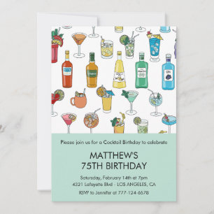 Einladungen zum 75. Geburtstag Cocktail Modern