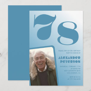Einladungen zum 78. Geburtstag mit blauem Männerfo