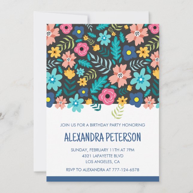 Einladungen zum 84. Geburtstag Floral Pattern (Vorderseite)