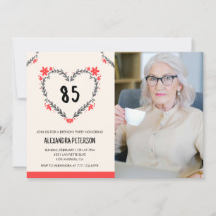 Einladungen zum 85. Geburtstag für sie Florales He