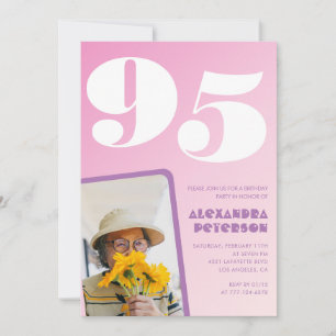 Einladungen zum 95. Geburtstag in Rosa Retro-Foto