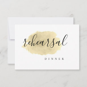 Einladungen zum Abendessen mit goldener Aquarell-P