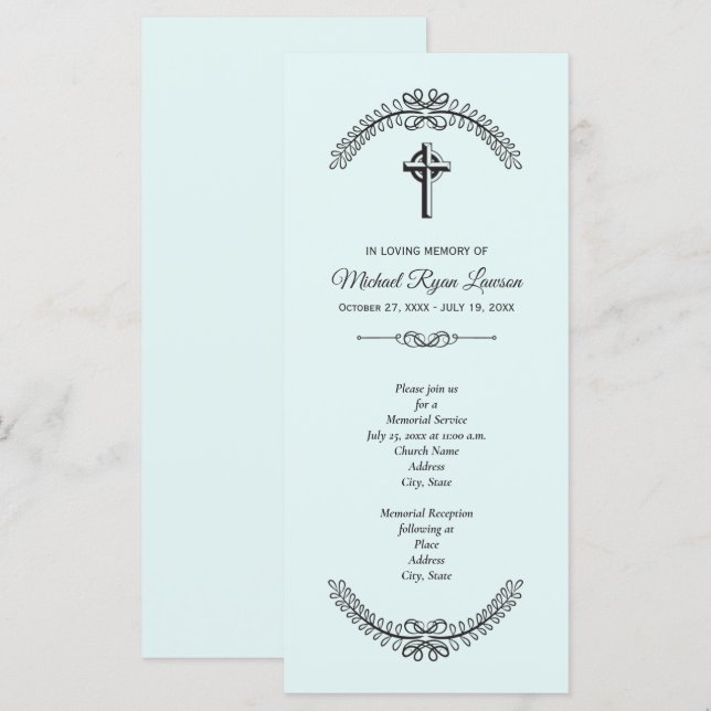 Einladungen zum "Blue Funeral Memorial Service" (Vorne/Hinten)