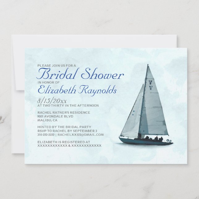 Einladungen zum Boat Bridal Shower (Vorderseite)