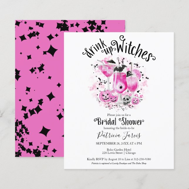 Einladungen zum Brautparty von Hexen (Vorne/Hinten)