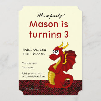 Einladungen zum Cartoon-Geburtstag von Dragon