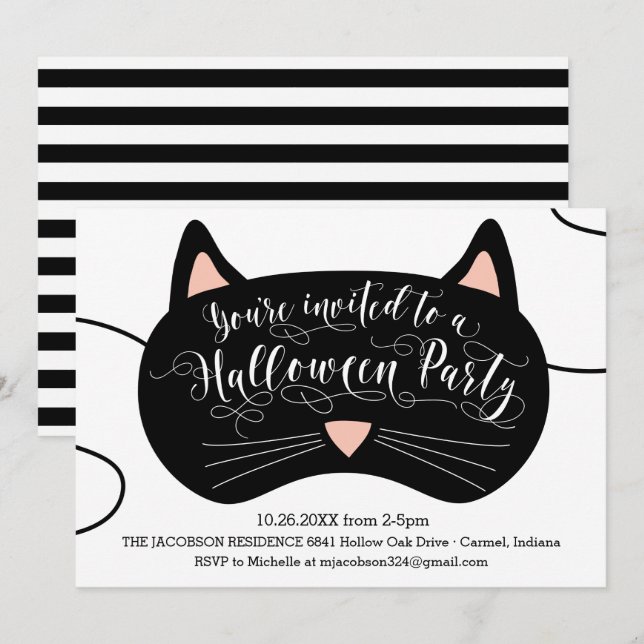 Einladungen zum Cat Mask Halloween-Party (Vorne/Hinten)