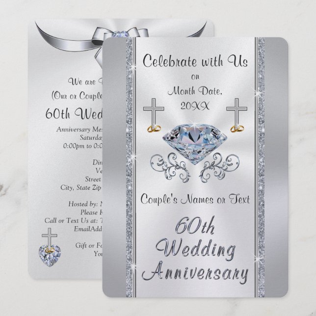 Einladungen zum christlichen Diamond-Hochzeitstag (Vorne/Hinten)