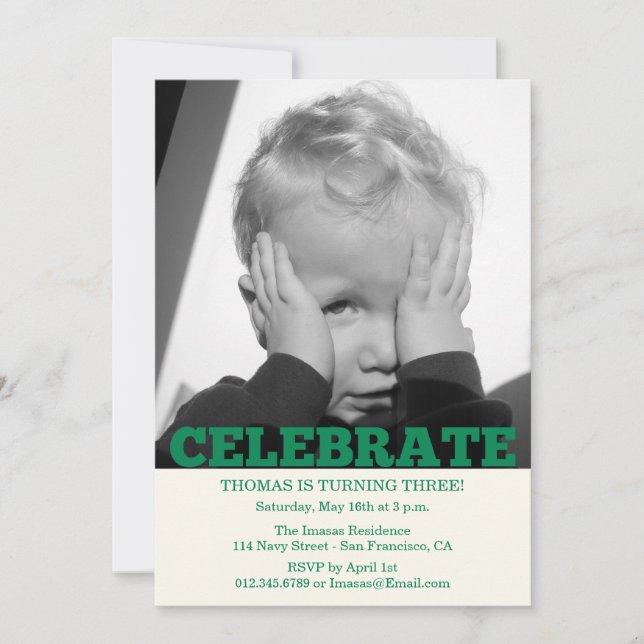 Einladungen zum Foto Boy Birthday Party (Vorderseite)