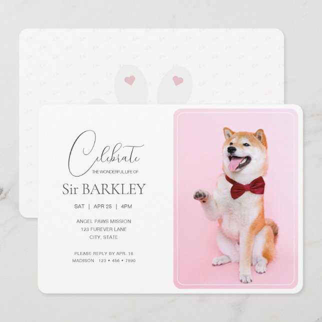 Einladungen zum Foto "Trendy & Simple Pet Memorial (Vorne/Hinten)