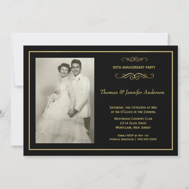 Einladungen zum Foto zum Hochzeitstag - 50. (Vorderseite)