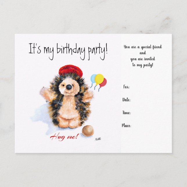Einladungen zum Geburtstag "Der kleine Igel" (Vorderseite)