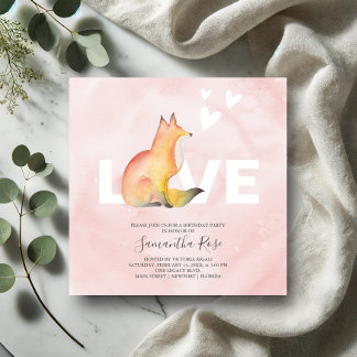 Einladungen zum Geburtstag Niedlich Rosa Waldfüchs