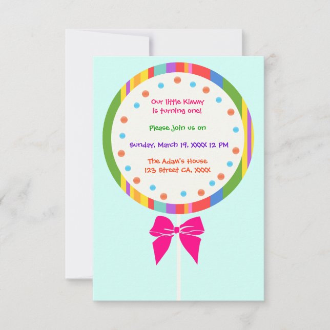 Einladungen zum Geburtstag von Candyland Lollipop (Vorderseite)