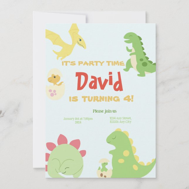 Einladungen zum Geburtstag von Dinosour (Vorderseite)
