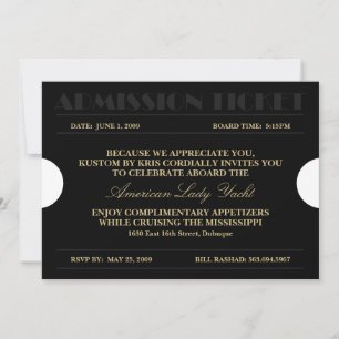 Einladungen zum Gold Admission Ticket 12x18