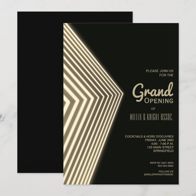 Einladungen zum Grand Opening Gold Neon (Vorne/Hinten)