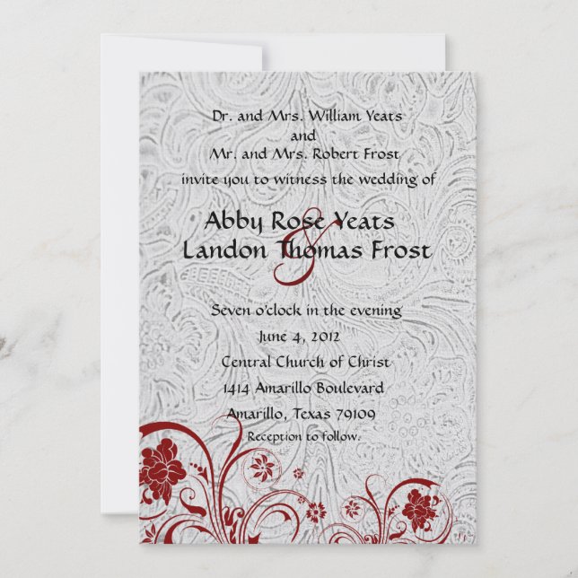 Einladungen zum Hochzeitsauftakt mit weißem Leder  (Vorderseite)