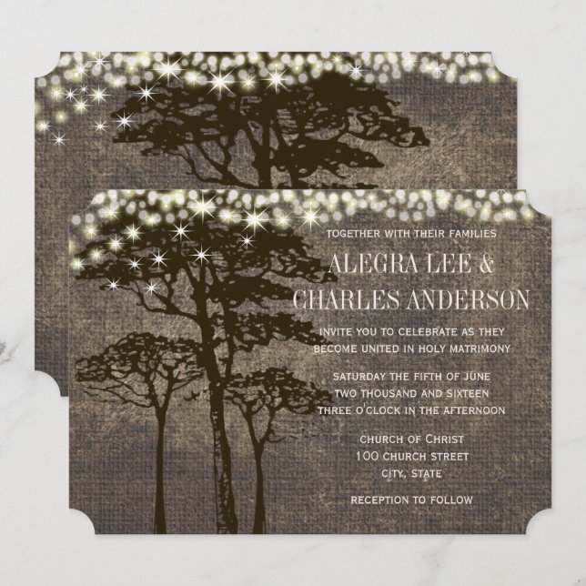 Einladungen zum Hochzeitsfeiern mit braunem Eichen (Vorne/Hinten)