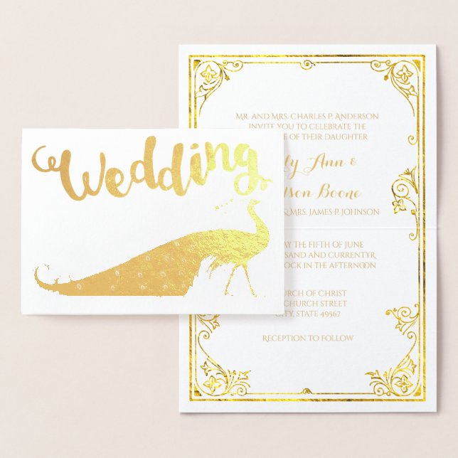 Einladungen zum Hochzeitsfeiern mit Goldfoil (Anzeige)