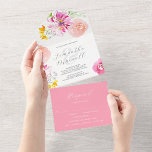 Einladungen zum Hochzeitsfeiern mit rosa RSVP-Kart