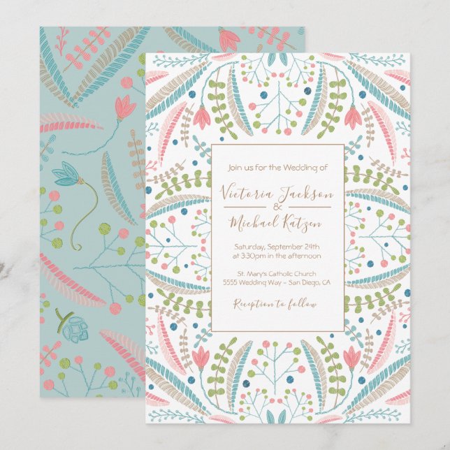 Einladungen zum Hochzeitsklopfen mit Stickerei (Vorne/Hinten)