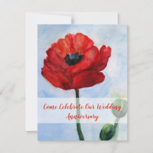 Einladungen zum Hochzeitstag , Rote Mohnkunst