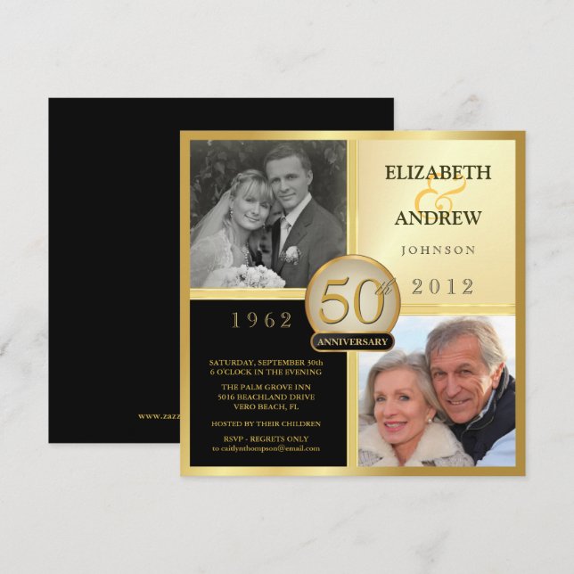 Einladungen zum Hochzeitstag und Jetzt Foto (Vorne/Hinten)