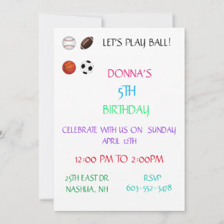 EINLADUNGEN ZUM KINDERGEBURTSTAG "LET'S PLAYBALL"