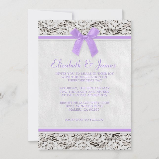 Einladungen zum Lavendel Country Lace Hochzeit (Vorderseite)