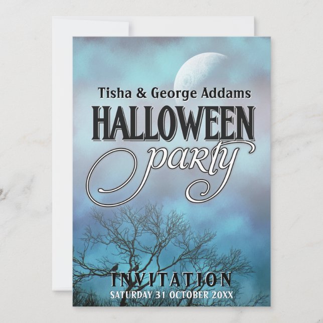 Einladungen zum Moody Moon Clouds Halloween-Party (Vorderseite)