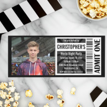 Einladungen zum Movie Ticket, Schwarz und Weiß zum