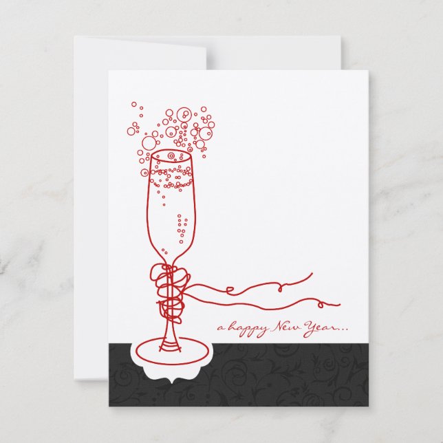 Einladungen zum neuen Jahr Champagner (Vorderseite)